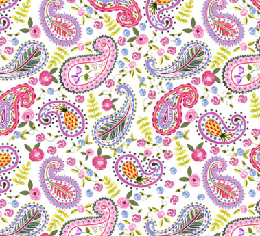 My Watercolor Garden Paisley White Fabric