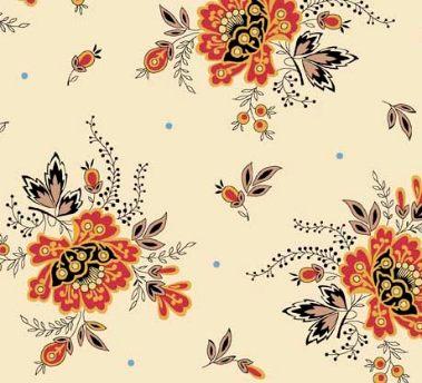 Addison Jacobean Toss Cream Fabric