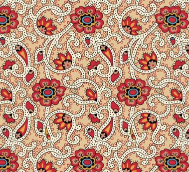 Addison Floral Scroll Tan Fabric