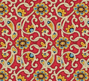 Addison Floral Scroll Brick Fabric