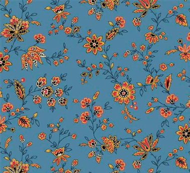 Addison Floral Vine Denim Fabric