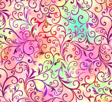 Rainbow Iris Scroll Pink Fabric