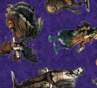 Creepsville Creepy Figures Toss Purple Yardage
