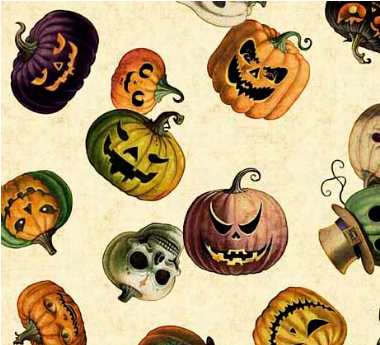 Creepsville Pumpkin Toss Cream Yardage