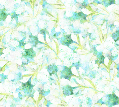 Dancing Blossoms Watercolor Sprigs Aqua Fabric