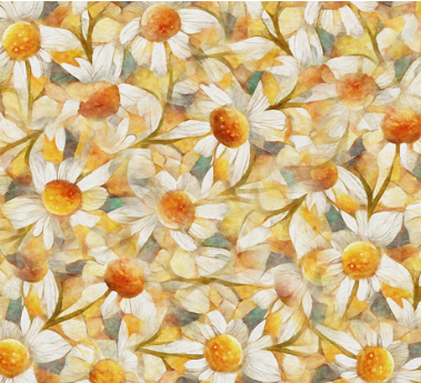 Dancing Blossoms Packed Daisy Orange Fabric