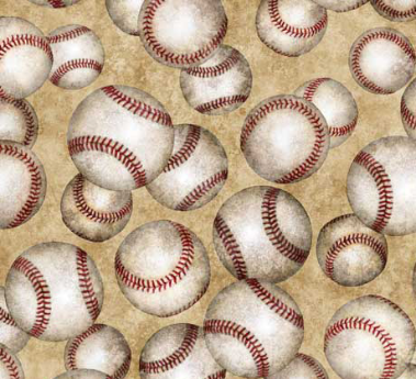 Bases Loaded Tossed Baseballs Tan Fabric