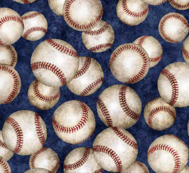 Bases Loaded Tossed Baseballs Navy Fabric