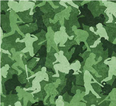 Bases Loaded Baseball Camo Green Fabric