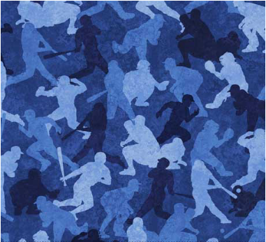 Bases Loaded Baseball Camo Denim Fabric