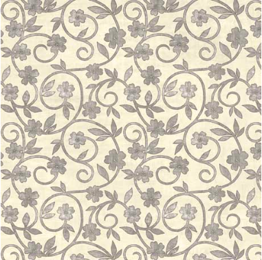 Rejoice Floral Scroll Cream Yardage