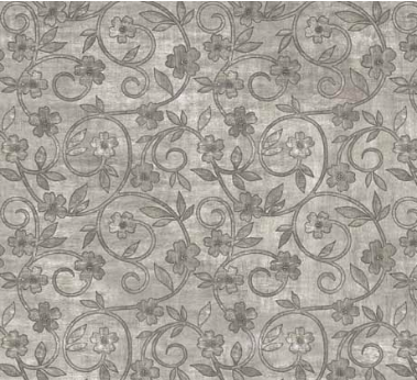 Rejoice Floral Scroll Gray Yardage