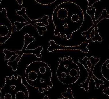 Creepin' it Real Stitched Skulls Black Yardage