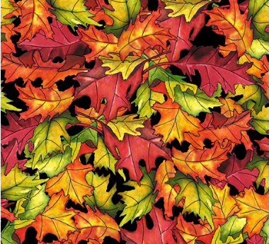 A Pilgrim's Autumn Packed Leaves Black Fabric