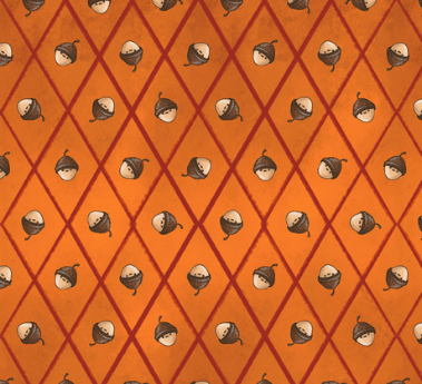 A Pilgrim's Autumn Acorn Diamond Grid Dark Orange Fabric