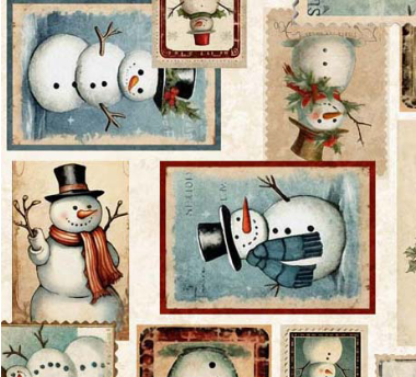 Wonderful Christmastime Snowman Patch Cream Fabric