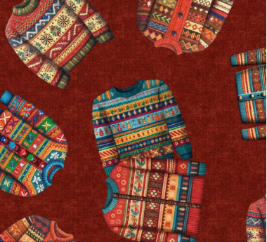 Christmas Party Animals Sweater Toss Brick Yardage