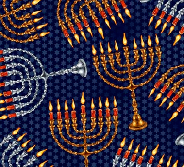 Hanukkah Festival Menorahs Navy Yardage