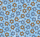 Hanukkah Festival Star of David Toss Blue Yardage