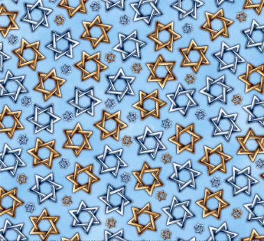 Hanukkah Festival Star of David Toss Blue Yardage