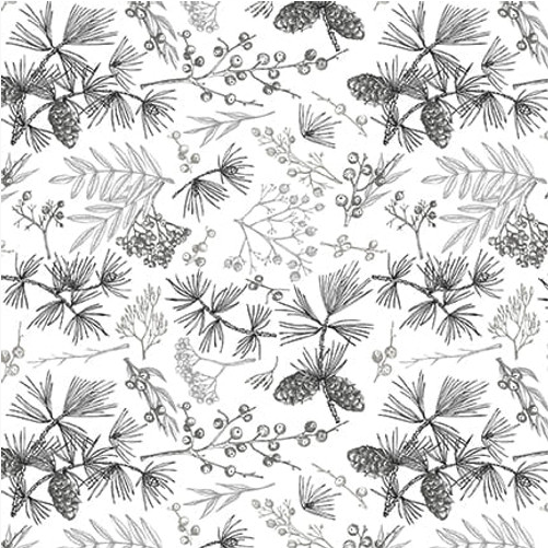 Holiday Style Winter Foliage White Yardage