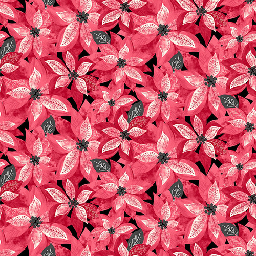 Holiday Style Poinsettias Red Yardage