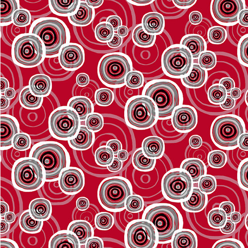 Crimson Garden Circles in Circles Red Fabric