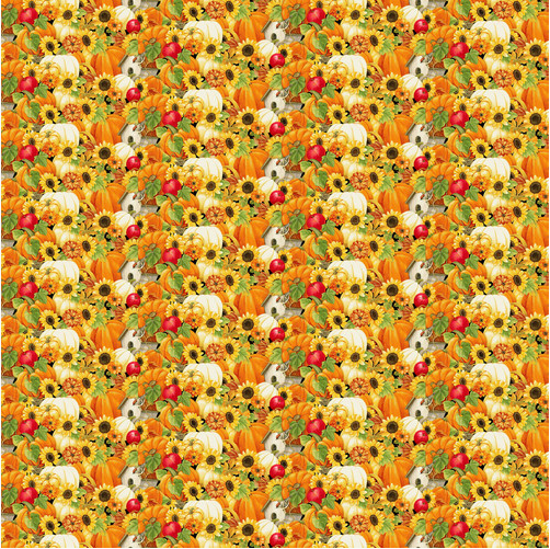 Turkey Talk Packed Pumpkins and Flowers Multi Fabric