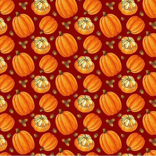 Turkey Talk Tossed Pumpkins and Acorns Multi Fabric