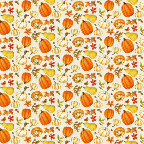 Turkey Talk Tossed Pumpkins and Leaves Multi Fabric