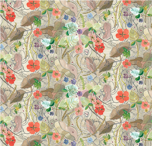 Exotic Garden Palace Peppercorn Parchment Parchment Fabric