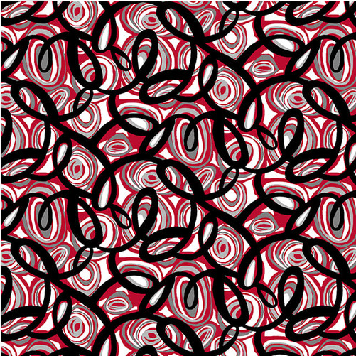 Crimson Garden Swirls Red/Black Fabric