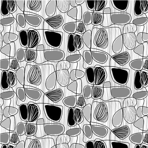 Crimson Garden Abstract Ovals Gray Fabric