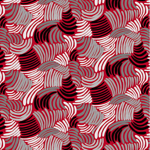 Crimson Garden Abstract Lines Red/Gray Fabric