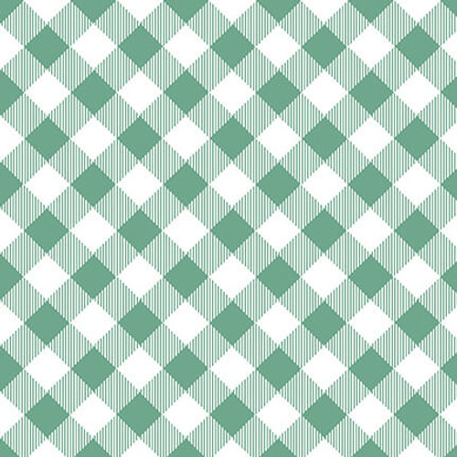 Priscilla's Plaids Bias Buffalo Check Green/White Fabric