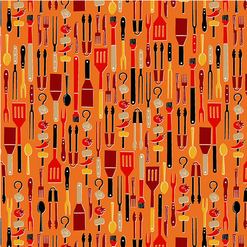 Grill & Chill Grilling Utensils Orange Fabric