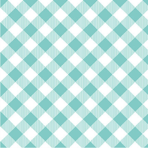 Priscilla's Plaids Bias Buffalo Check Aqua/White Fabric