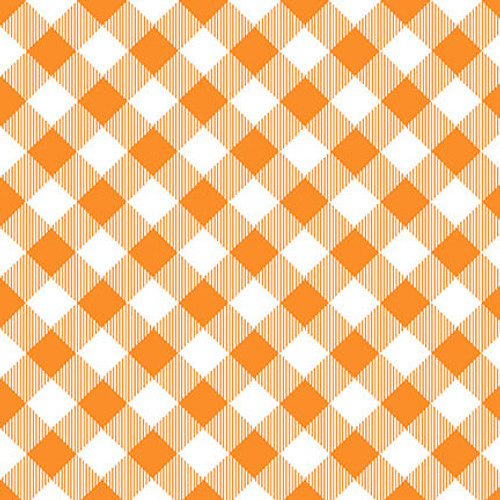 Priscilla's Plaids Bias Buffalo Check Orange/White Fabric