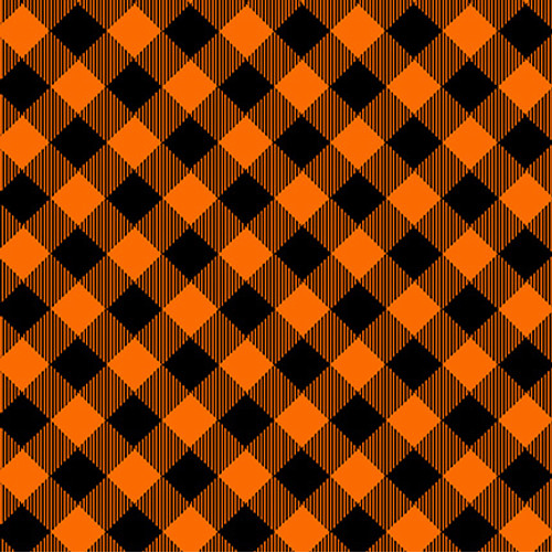 Priscilla's Plaids Bias Buffalo Check Orange/Black Fabric