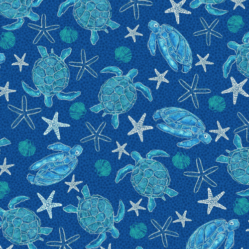 M'Ocean Tossed Turtles Navy Fabric