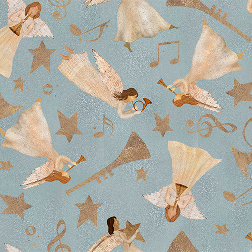 O'Holy Night Harmonious Angels Blue Yardage