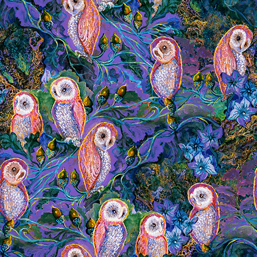 Love Is All Around Owlet Brood Purple Fabric