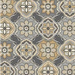 Hampton Court Mosaic Tiles Grey Fabric