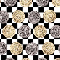 Game On Wooden Checkers Black Fabric