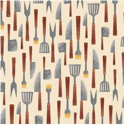 Chill & Grill Ready for BBQ Beige Yardage