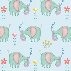 Baby Love Baby Elephant Blue Fabric