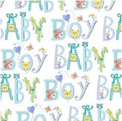 Baby Love Welcome Baby Boy Blue Fabric