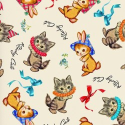 I Heart Kitsch Kitschy Cats Cream Fabric