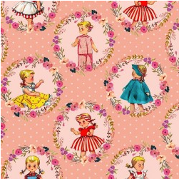 I Heart Kitsch Kitschy Kids Peach Fabric