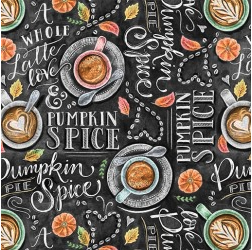 Happy Pie Season Pumpkin Spice Black Fabric